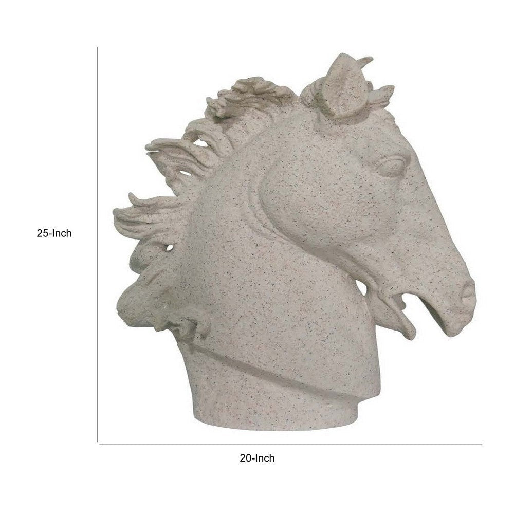 25 Inch Horse Head Figurine Statuette Lifelike Design White Resin By Casagear Home BM312544