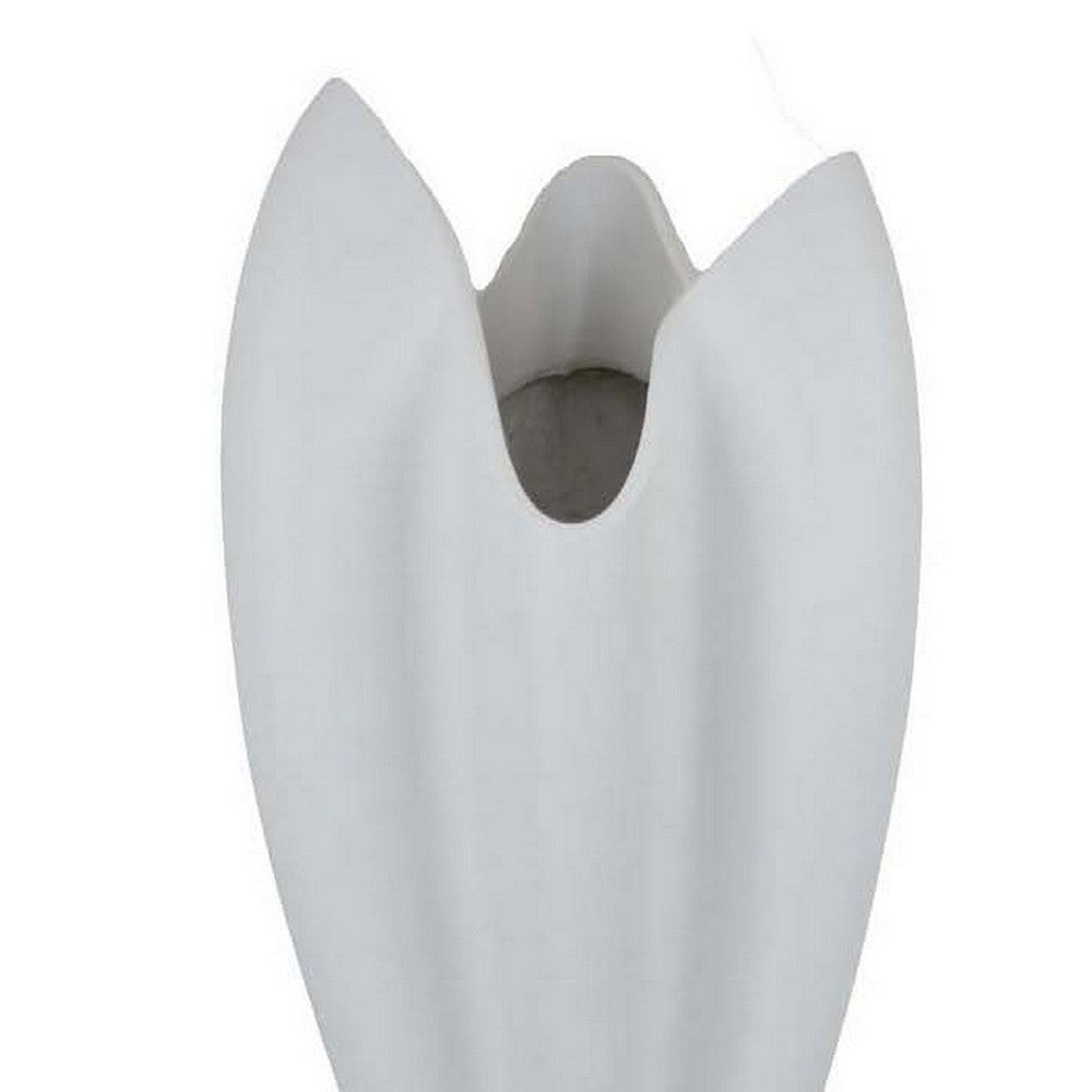 24 Inch Accent Vase Tulip Design Square Base Modern White Resin Finish By Casagear Home BM312554