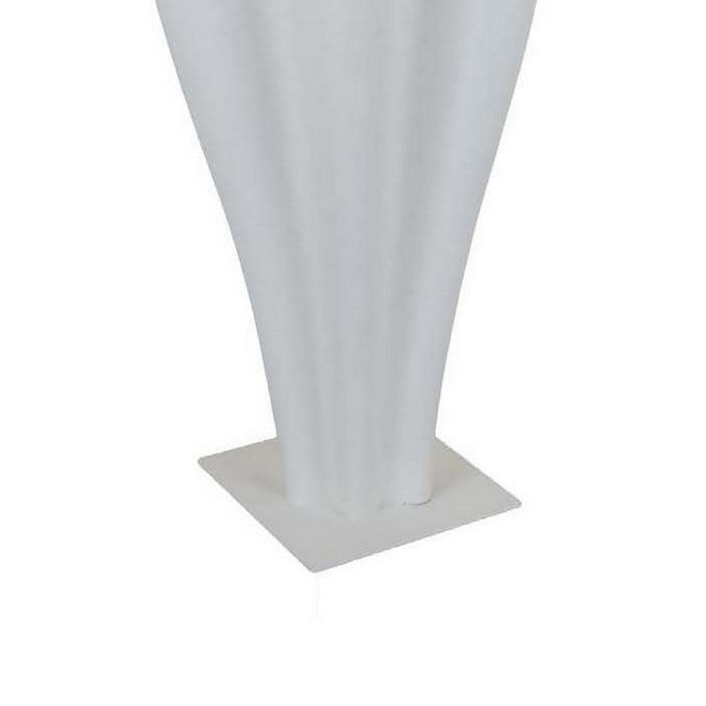 24 Inch Accent Vase Tulip Design Square Base Modern White Resin Finish By Casagear Home BM312554