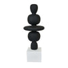 23 Inch Abstract Sculpture Decor Sound Waves Pattern Black White Resin By Casagear Home BM312577