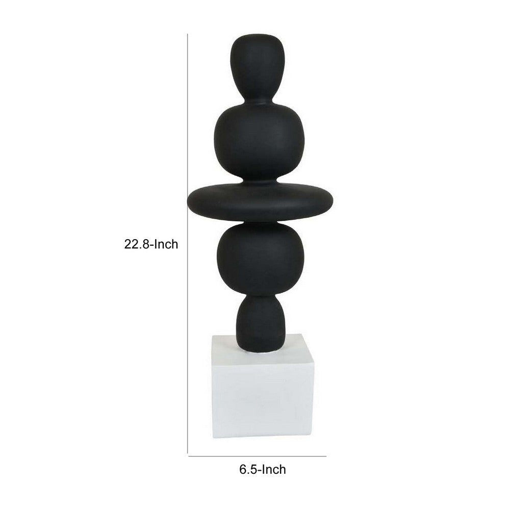 23 Inch Abstract Sculpture Decor Sound Waves Pattern Black White Resin By Casagear Home BM312577