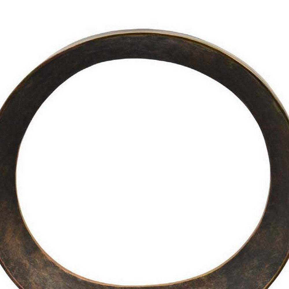 18 Inch Tabletop Decorative Statue Solid Ring Design Black Resin Finish By Casagear Home BM312592