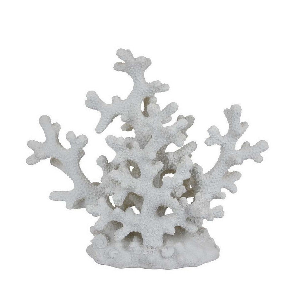 18 Inch Coral Sea Grass Tabletop Decor Solid Base White Resin Finish By Casagear Home BM312593