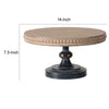 Marrie 14 Inch Round Decorative Tray Black Iron Padestal Base Wood Top By Casagear Home BM312615