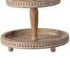 Mike 17 Inch 2 Tier Round Serving Tray Handle Beaded Trim Brown Wood By Casagear Home BM312622