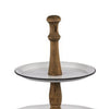 Mlyn 24 Inch 3 Tier Serving Tray Round Metal Base White Brown and Black By Casagear Home BM312623