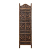 71 4-Panel Hand Carved Sun and Mood Room Divider Screen Brown By Benzara nau-sh15811