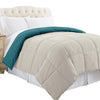 Genoa Twin Size Box Quilted Reversible Comforter The Urban Port Blue and Gray BM46024