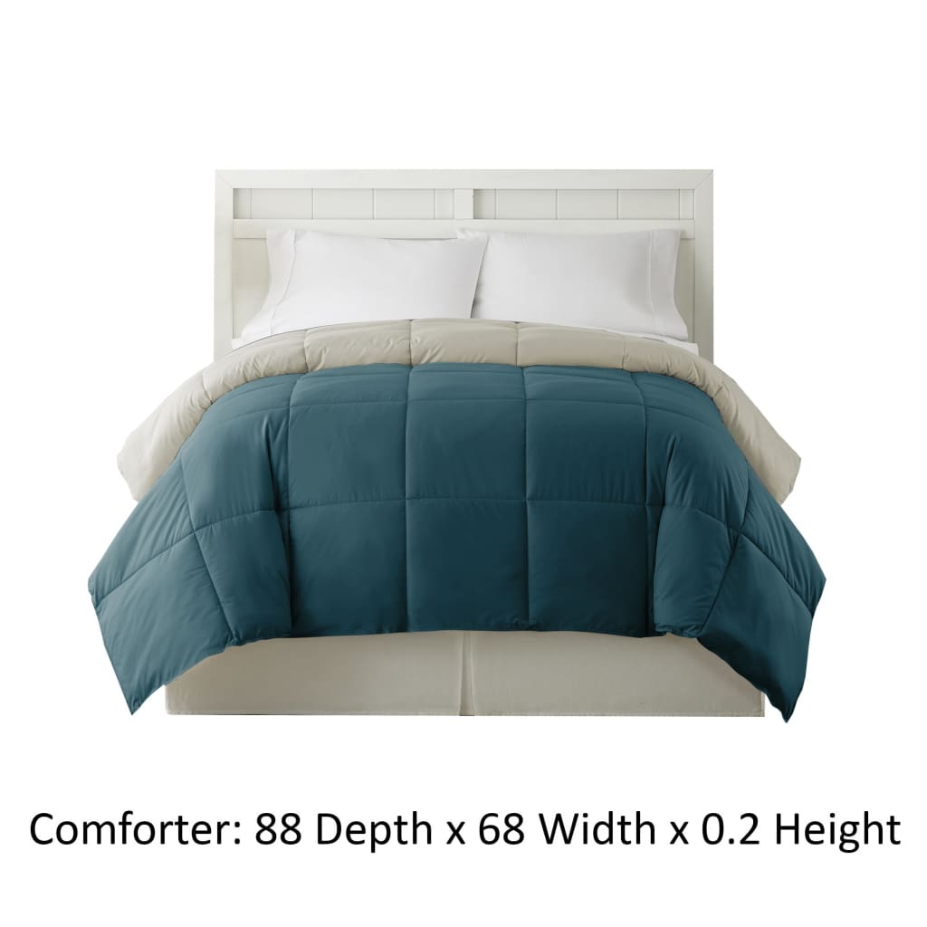 Genoa Twin Size Box Quilted Reversible Comforter The Urban Port Blue and Gray BM46024