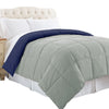 Genoa Reversible Queen Comforter with Box Quilting The Urban Port Silver and Blue BM46028