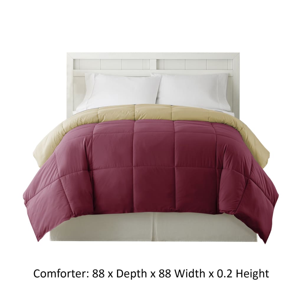 Genoa Queen Size Box Quilted Reversible Comforter The Urban Port Pink and Beige BM46034