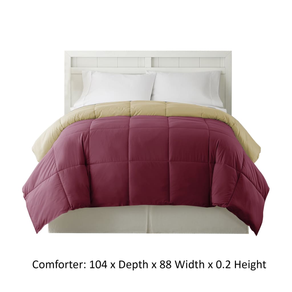 Genoa King Size Box Quilted Reversible Comforter The Urban Port Pink and Beige BM46035