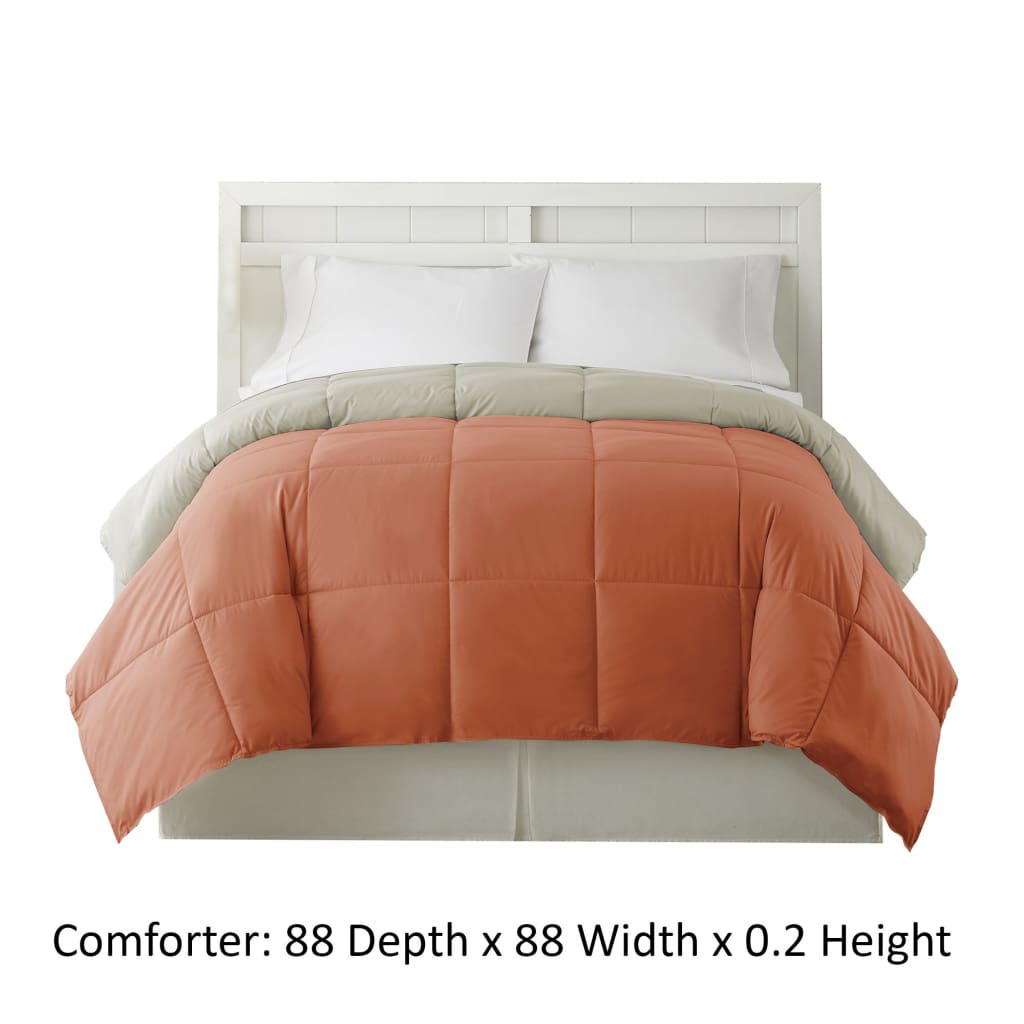 Genoa Queen Size Box Quilted Reversible Comforter The Urban Port Orange and Gray BM46046