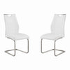 Leatherette Dining Chair with Cantilever Base, Set of 2, Silver and White By Casagear Home