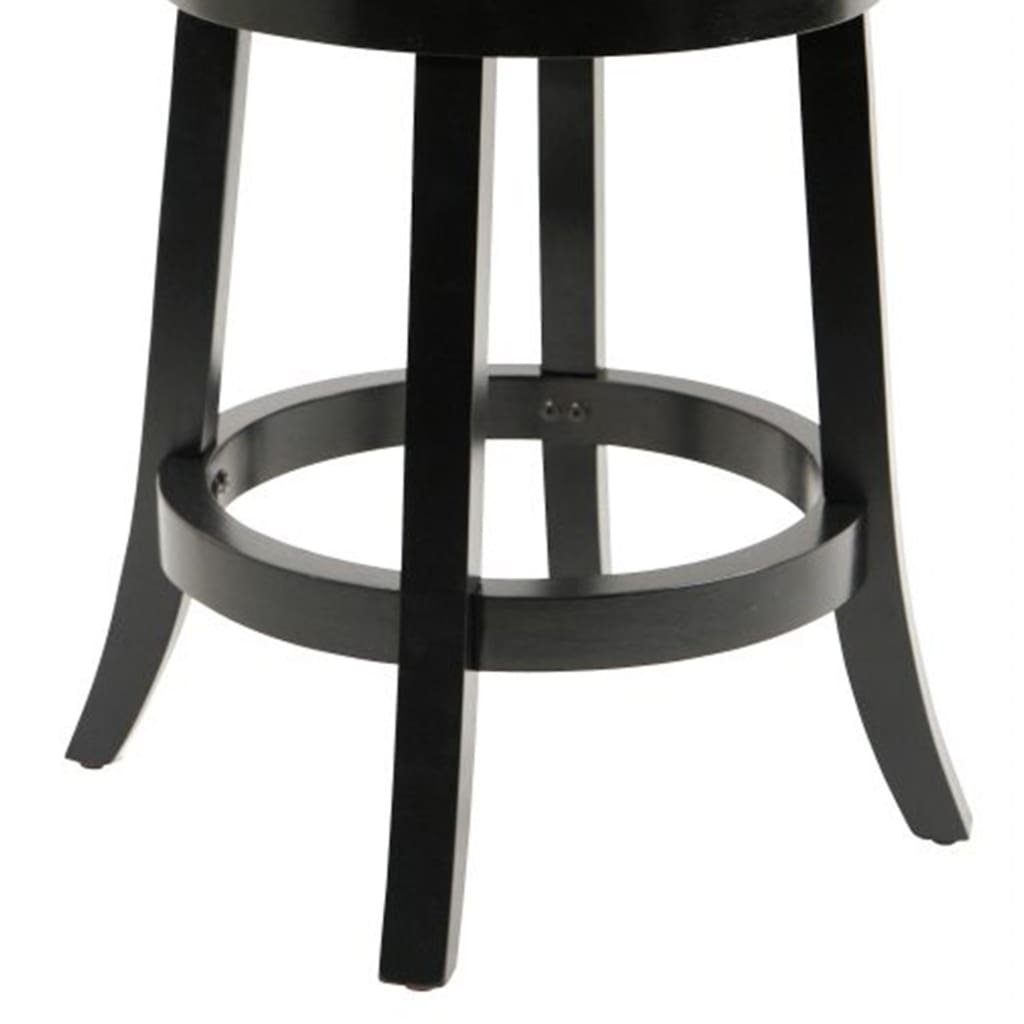 Round Wooden Swivel Counter Stool with Padded Seat and Back Black By Casagear Home BM61364