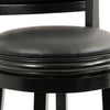 Round Wooden Swivel Counter Stool with Padded Seat and Back Black By Casagear Home BM61364