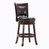 Nailhead Round Leatherette Counter Stool with Flared Leg, Brown and Black By Casagear Home