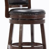 Nailhead Round Leatherette Counter Stool with Flared Leg Brown and Black By Casagear Home BM61374