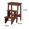 3 Step Wooden Frame Stool with Safety Latch Brown By Casagear Home BM61440