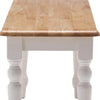 Grained Rectangular Wooden Bench with Turned Legs Natural Brown and White By The Urban Port BM61451