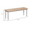 Grained Rectangular Wooden Bench with Turned Legs Natural Brown and White By The Urban Port BM61451