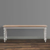 Grained Rectangular Wooden Bench with Turned Legs Natural Brown and White By The Urban Port BM61451