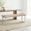 Grained Rectangular Wooden Bench with Turned Legs, Natural Brown and White By The Urban Port