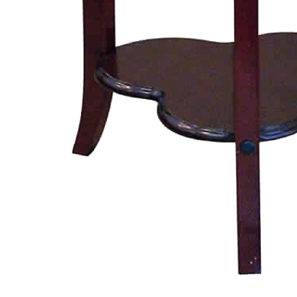 18 Wooden Clover Shape End Table with Flared Legs in Cherry Brown by Casagear Home BM94694