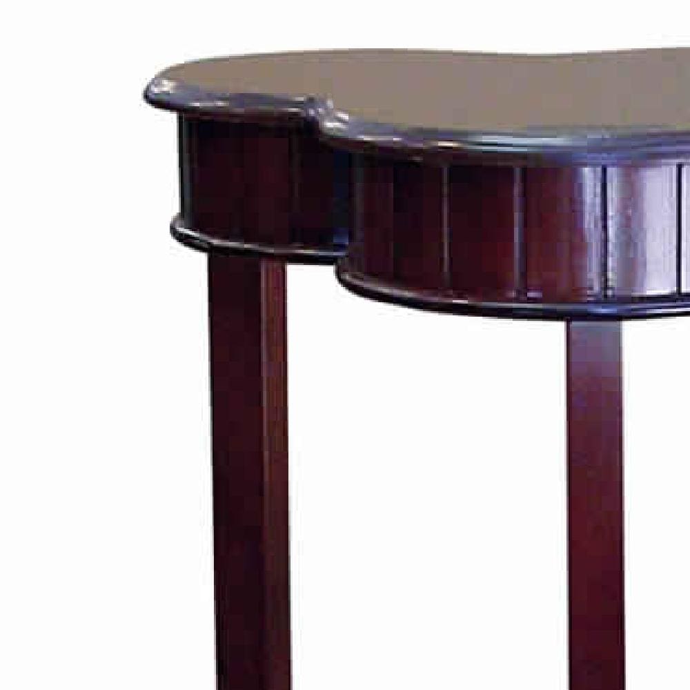 18 Wooden Clover Shape End Table with Flared Legs in Cherry Brown by Casagear Home BM94694