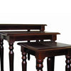 3 Piece Wooden Nesting Table with Turned Legs in Cherry Brown by Casagear Home BM95312