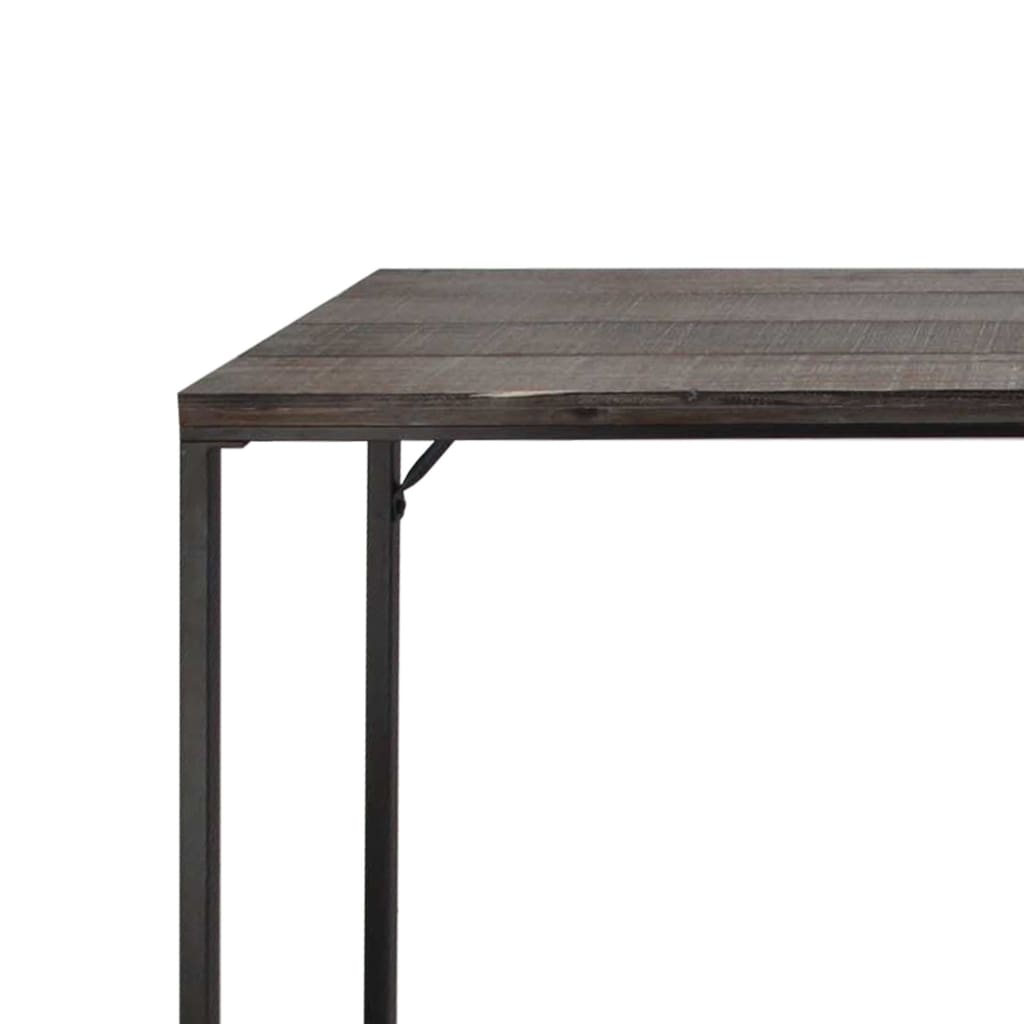 Rectangular Sofa Console Table with Plank Tabletop and Metal Base Brown and Black C554-FHB008