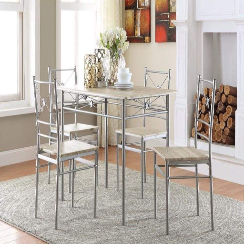 Sturdy Dining Table In A Set Of Five, Silver