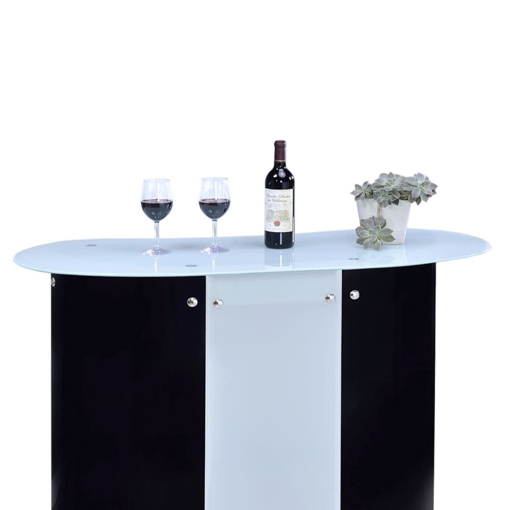 Contemporary Bar Unit With Frosted Glass Top White And Black CCA-100654