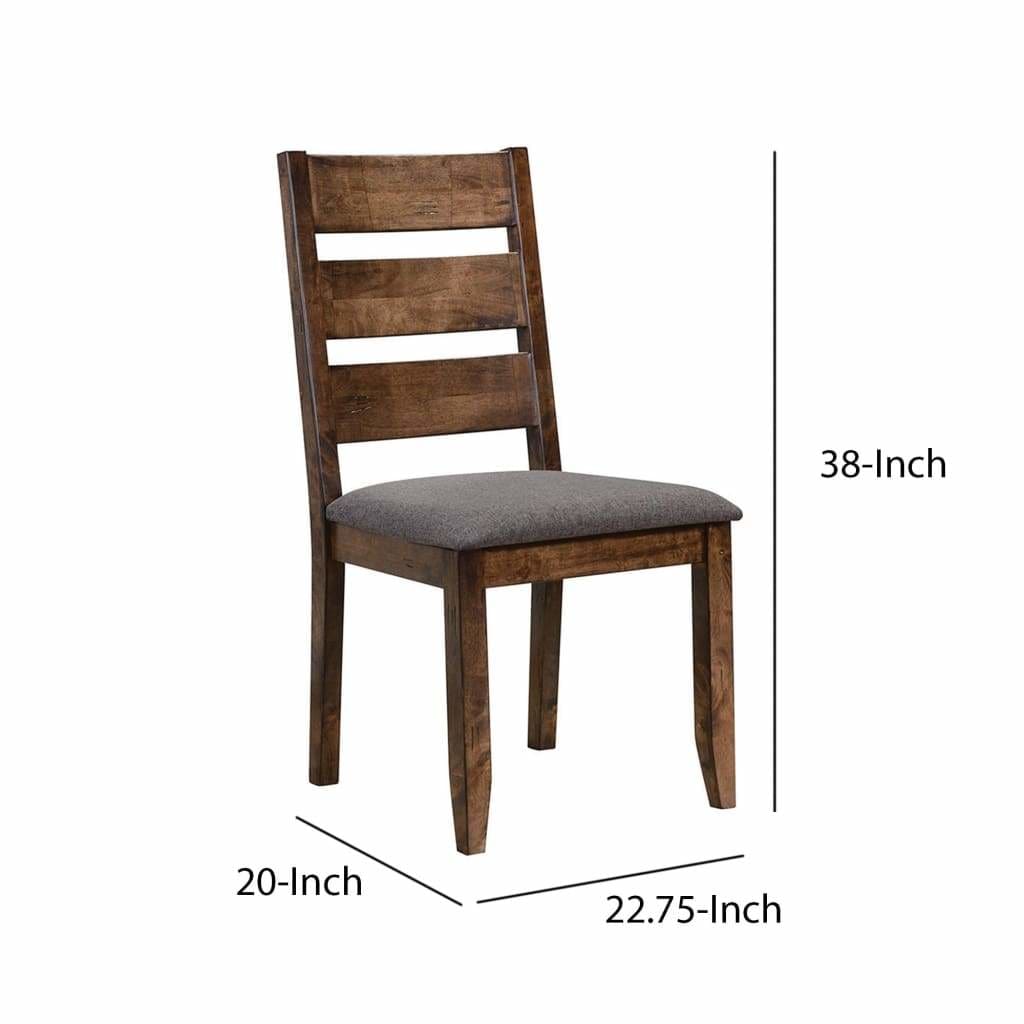 Wooden Ladder Back Dining Chair Gray & Brown Set of 2 CCA-106382