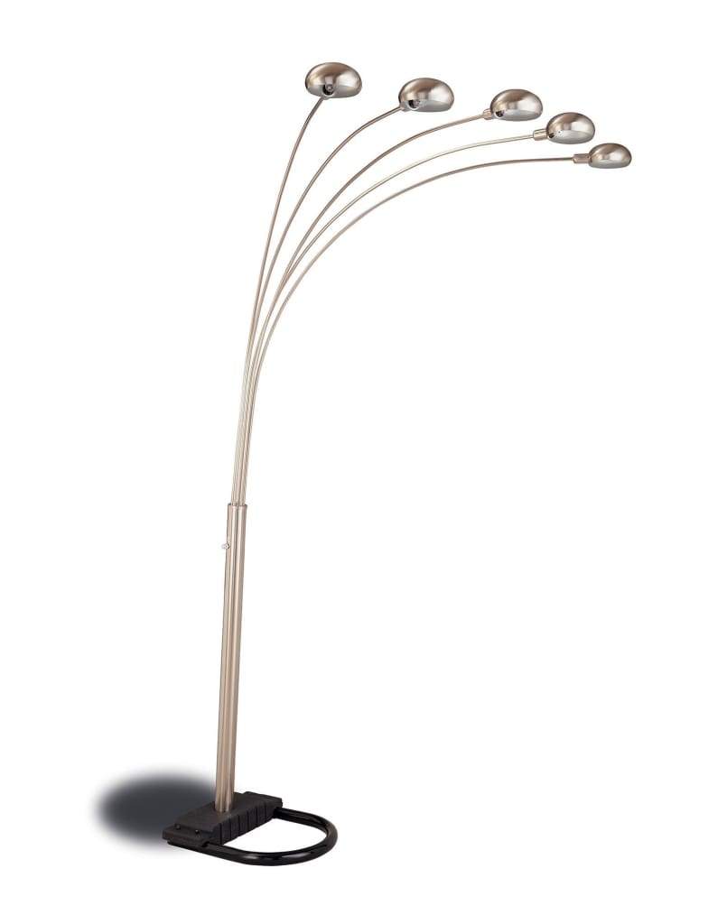 Modern Floor Lamp with black bottom base, Chrome