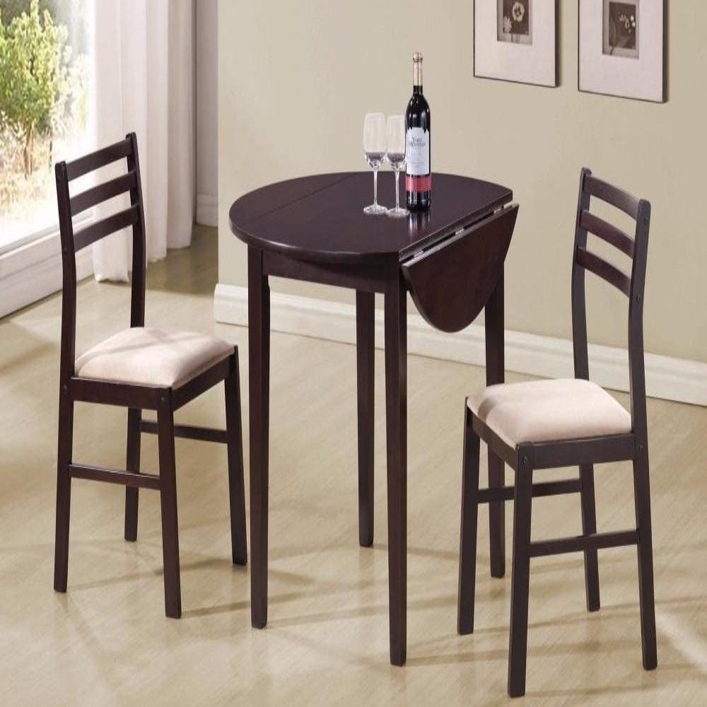 3 Piece Dining Set with Drop Leaf Table, Brown By Coaster