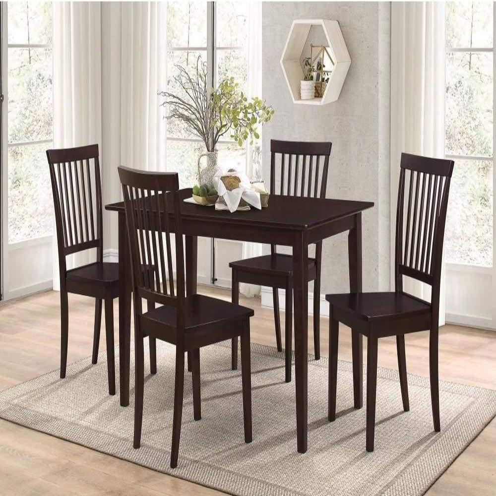 Sophisticated And Sturdy 5 Piece Wooden Dining Set, Brown