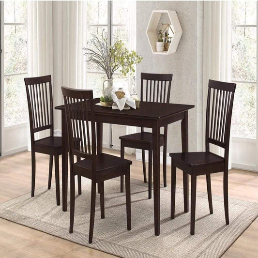 Sophisticated And Sturdy 5 Piece Wooden Dining Set, Brown