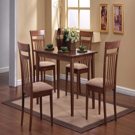 Classy 5 Piece Wooden Dining Table Set, Brown