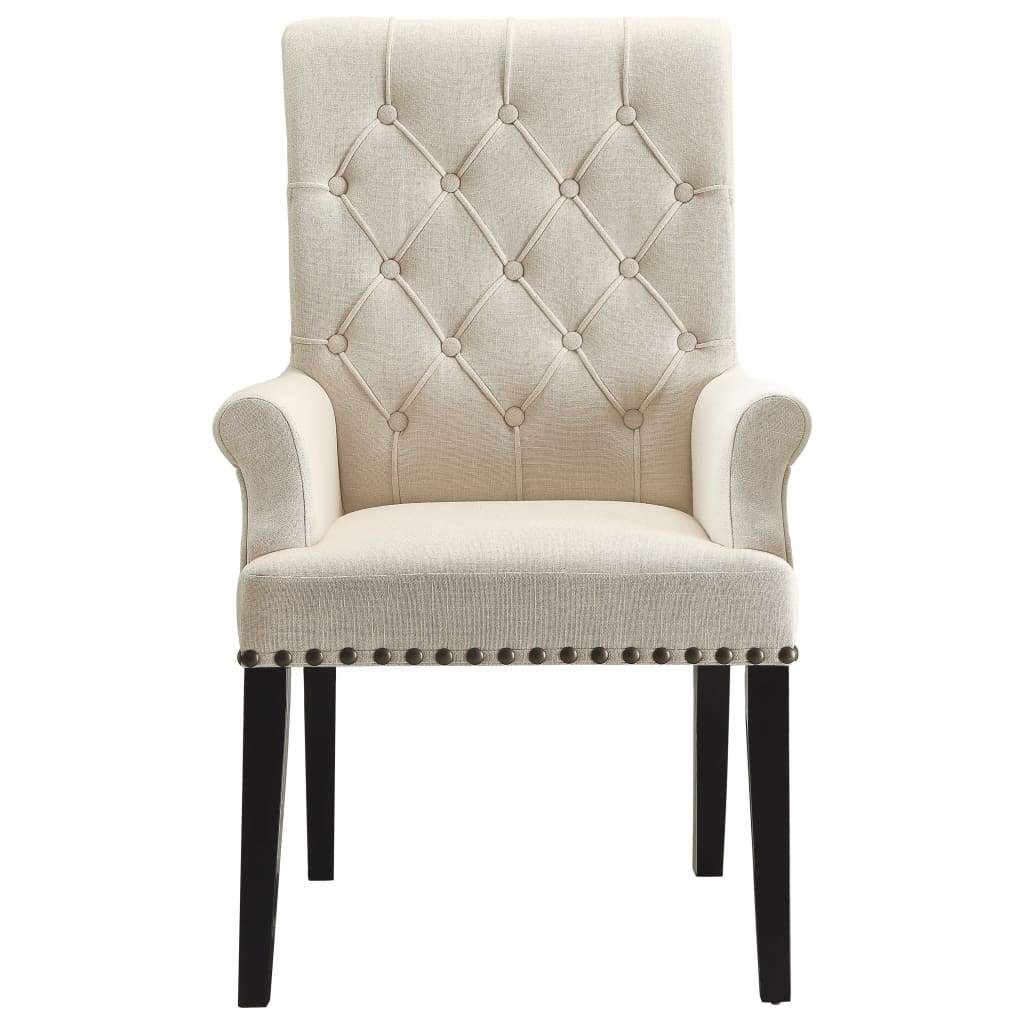 Diamond Tufted Upholstered Dining Chair, Cream & Smokey Black