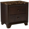 2 Drawer Wooden Nightstand with Faux Marble Top Cappuccino Brown CCA-200422