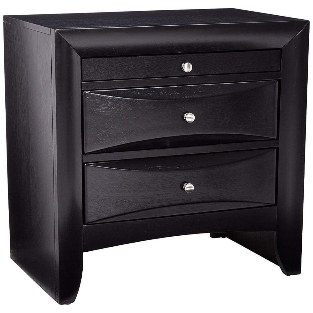 Wooden 2 Drawer Nightstand with tray, Black