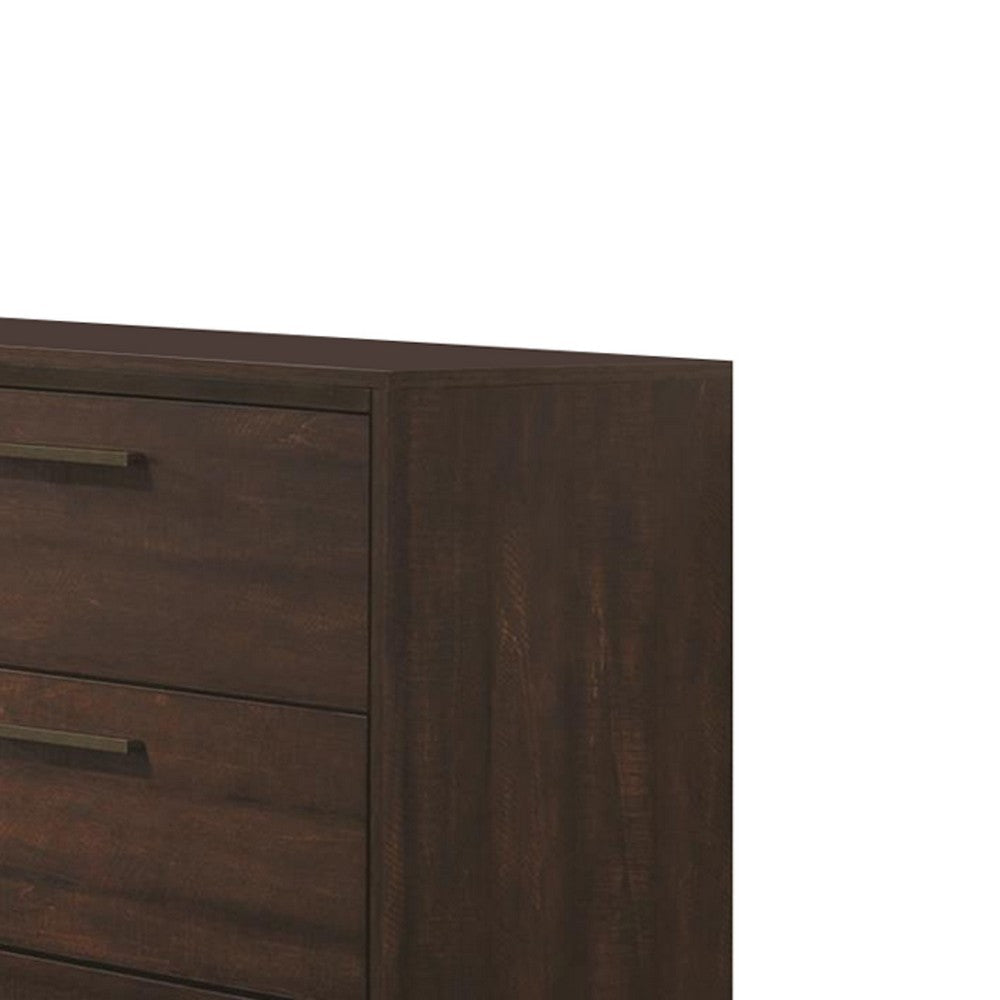 Wooden Dresser with Six Drawers and Metal Bar Handles Dark Brown By Casagear Home CCA-204353