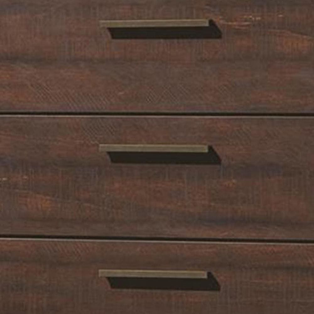 Wooden Chest with Five Drawers and Block Legs Support Dark Brown CCA-204355