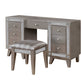 Wooden Set of Vanity and Stool with Mirrored Accents Mercury Silver CCA-204927