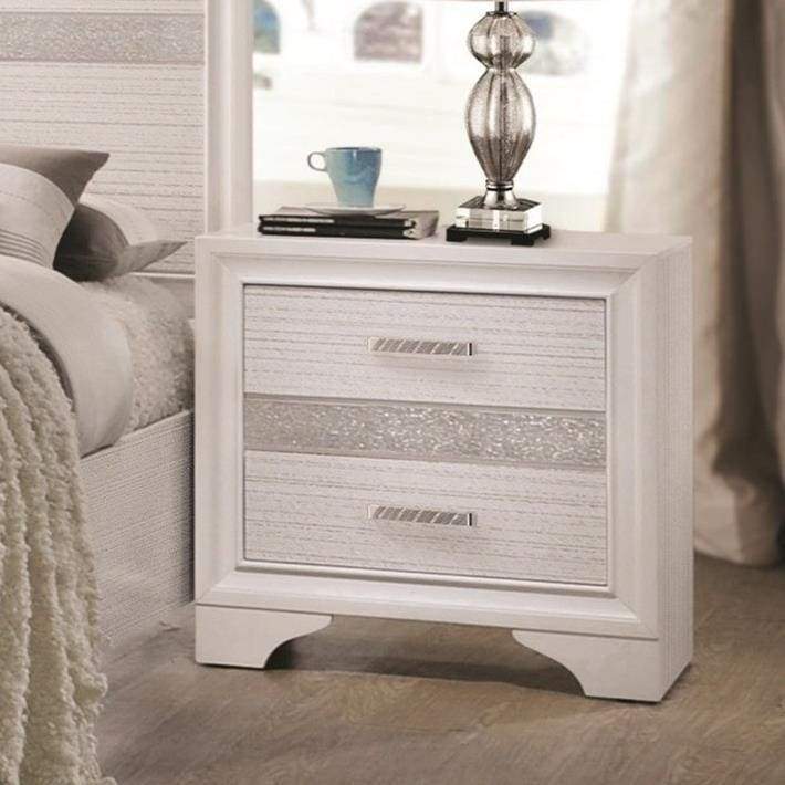 Wooden Nightstand with Hidden Jewelry Tray White CCA-205112