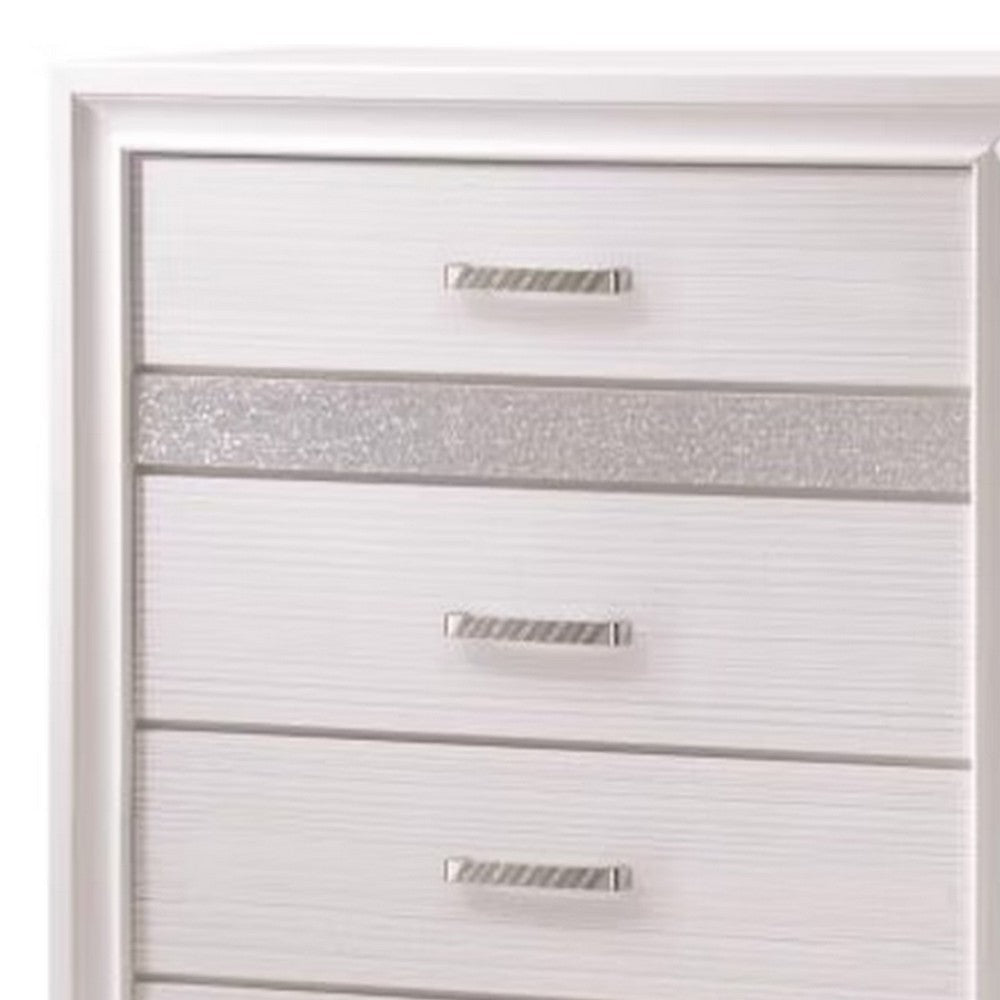 Wooden Drawer Chest with Hidden Jewelry Tray White By Casagear Home CCA-205115