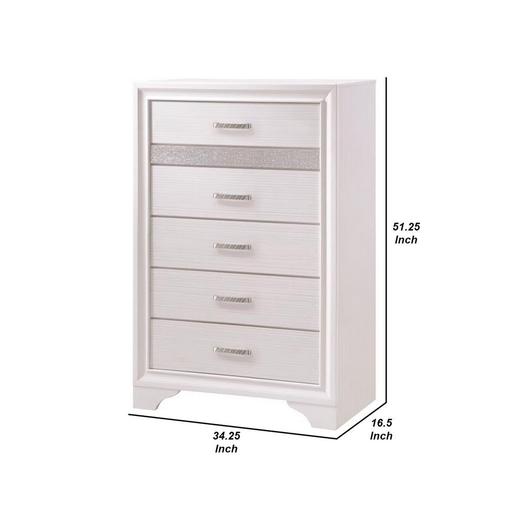 Wooden Drawer Chest with Hidden Jewelry Tray White By Casagear Home CCA-205115