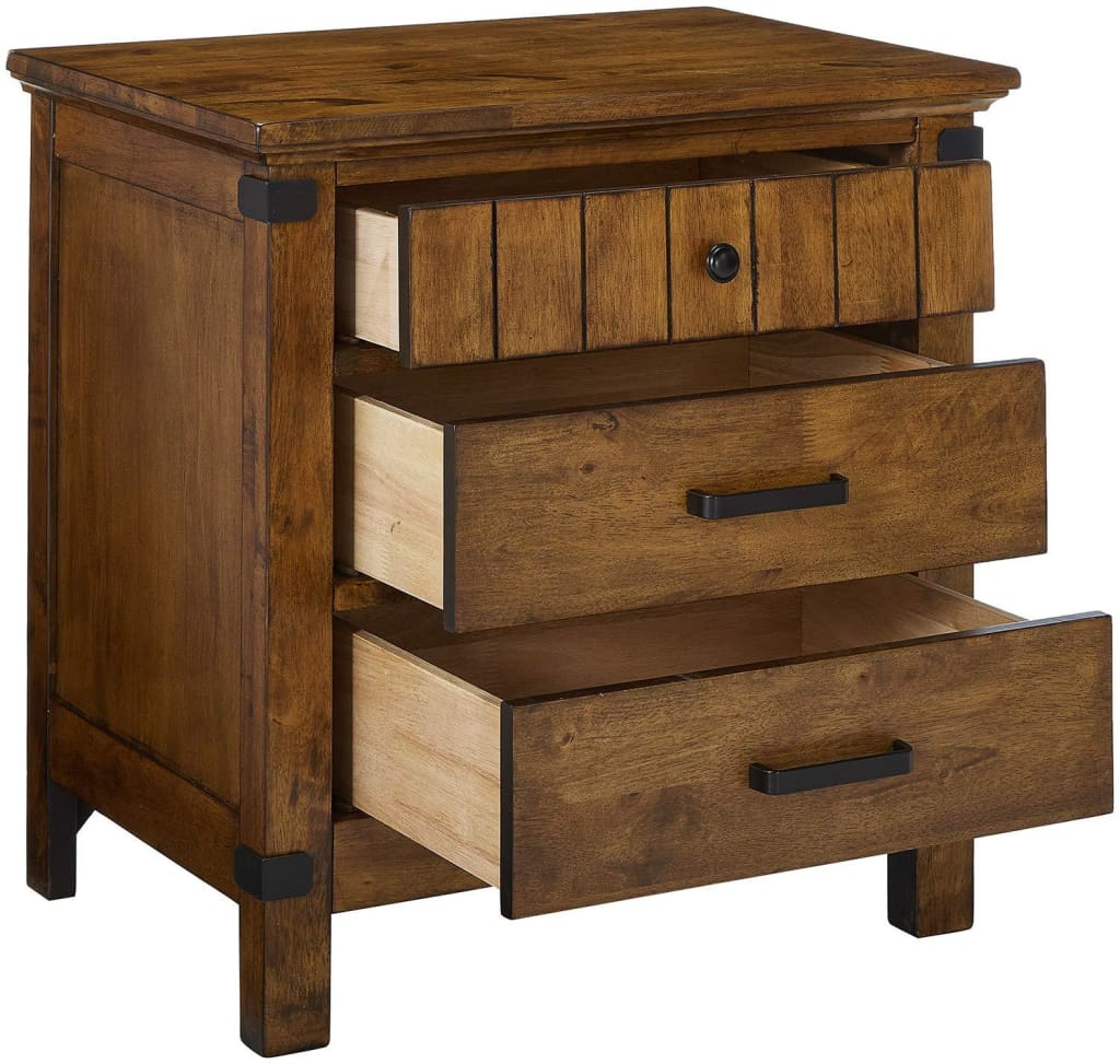 Wooden Nightstand with 3 Drawers Warm Honey Brown CCA-205262