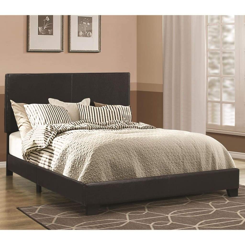 Leather Upholstered California King Size Platform Bed, Black